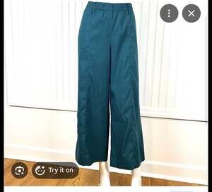 J.Jill Linen Stretch Wide-Leg Crop Pants in Teal
